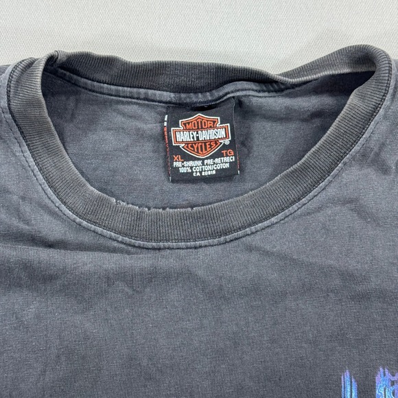 Vintage 90s Harley Davidson T-Shirt Mens XL Black Hamilton Ontario Faded - Picture 7 of 8